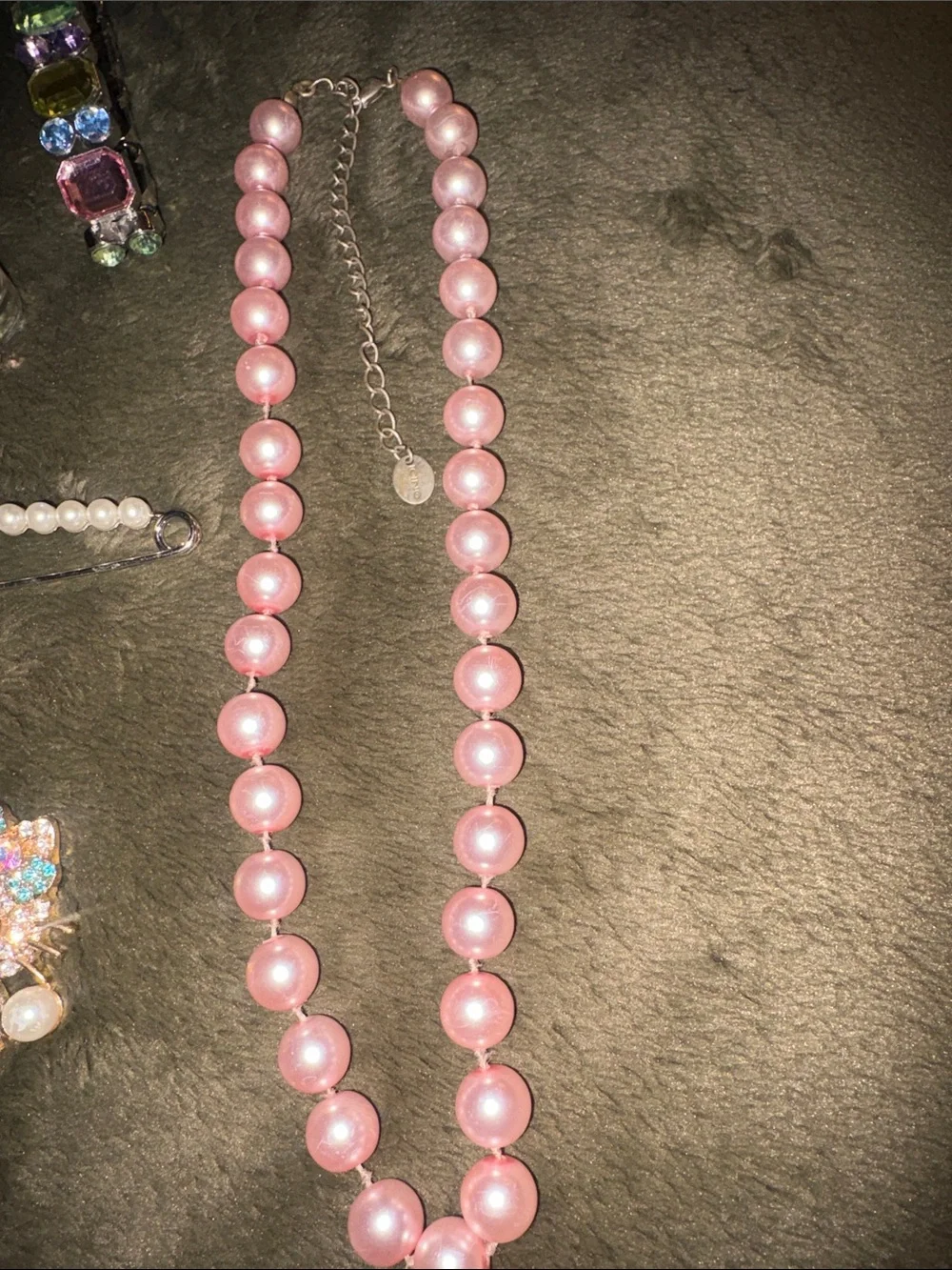 Icing Pink Pearl Necklace and Pink Charm Jewelry Set